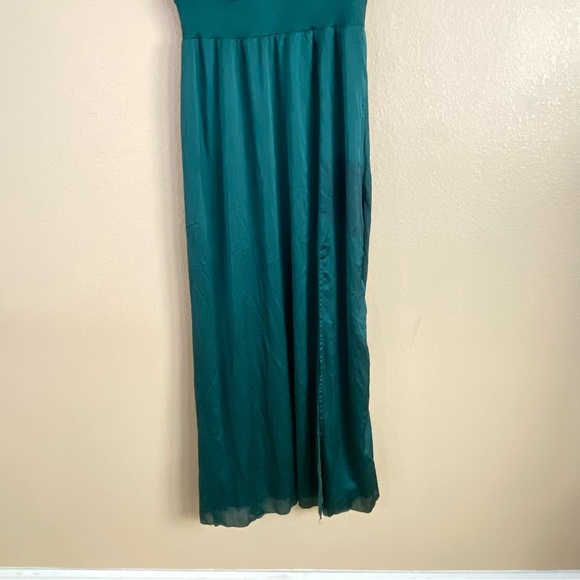 Baltic Born New Size L Prague Satin Smocked Empire Waist Maxi Dress Dark Green - Picture 9 of 15